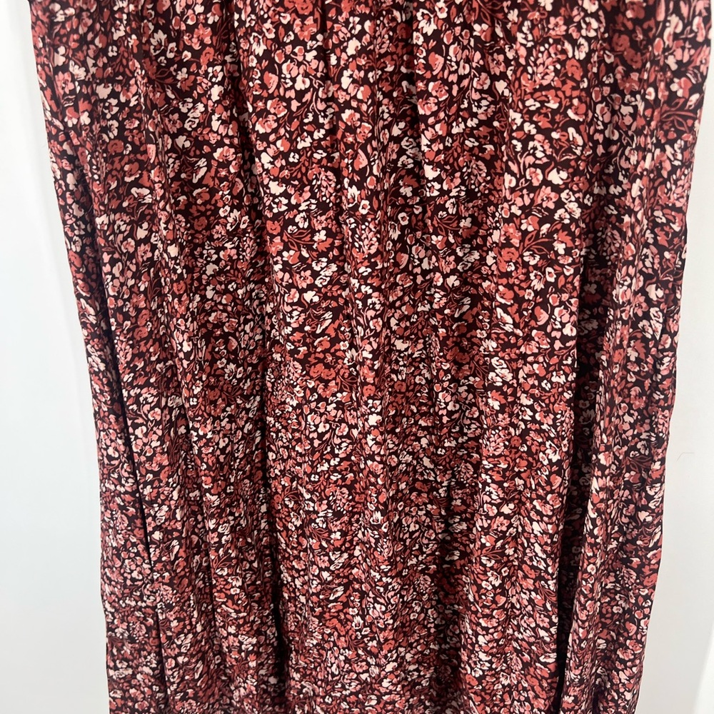Madewell Zip-Front Flutter-Sleeve Midi Dress Floral Daphne Floral Raisin Blush - Picture 5 of 9